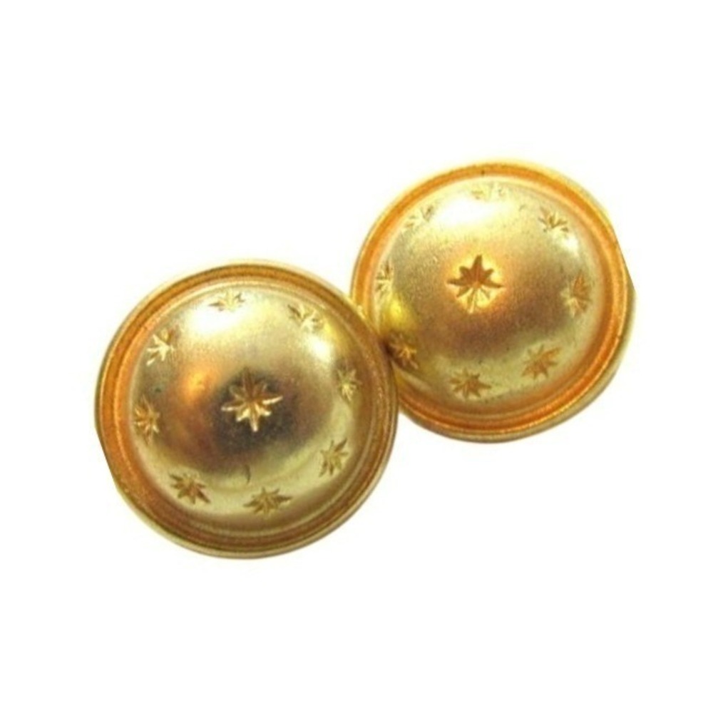 Vintage‎ Gold Plated 17mm High Dome Round W/ Star Designs Metal Button
